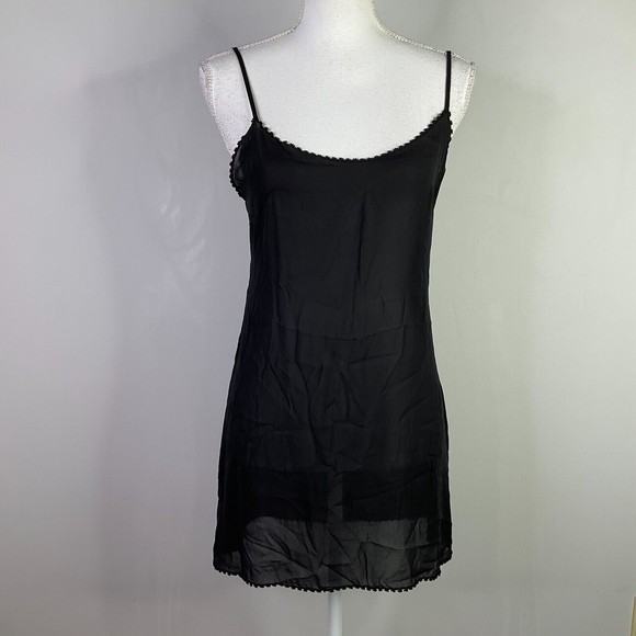 CHANEL Tank Top Black Mesh Silk Cover Up Robe Women Size 38 Sheer Sleeveless - Picture 1 of 12